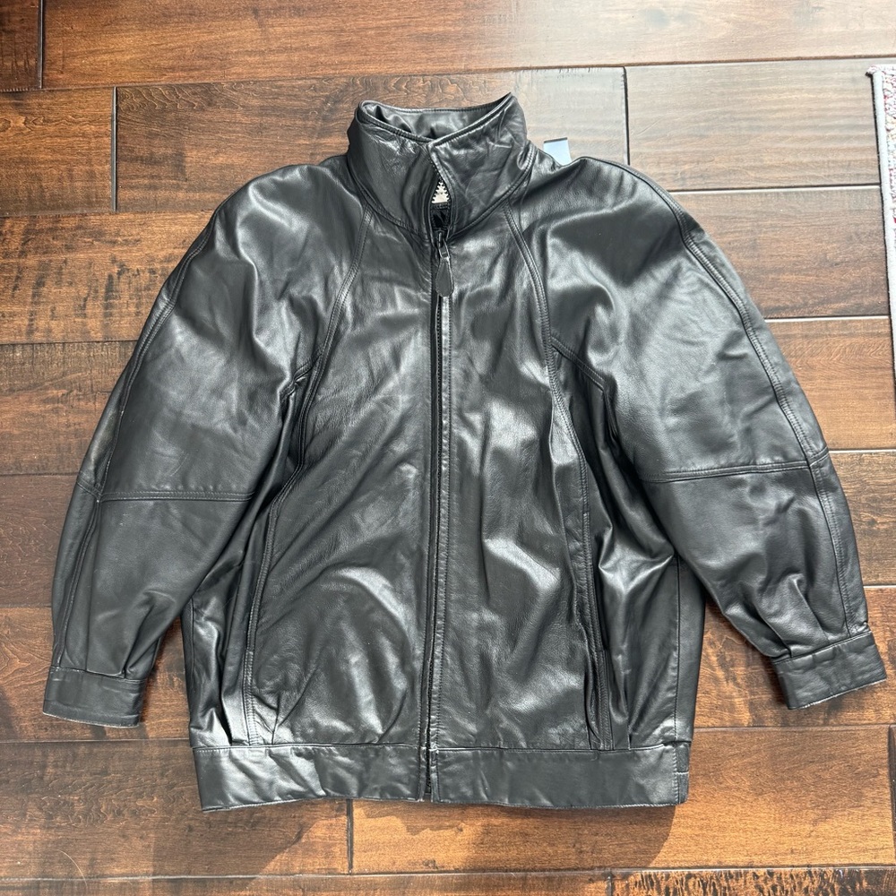 Vintage Andrew Marc Leather Jacket Oversized Black Size L